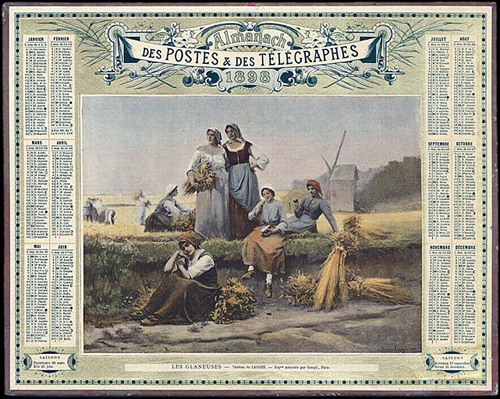 Le repos des glaneuses sur calendrier par Georges Paul François Laurent Laugée