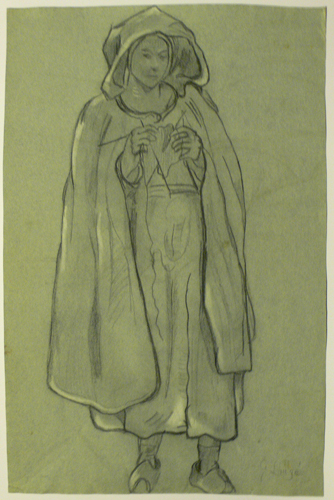 Jeune fille tricotant par Georges Paul François Laurent Laugée