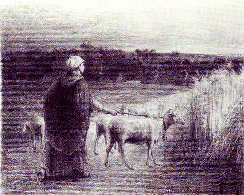 Marie et ses moutons par Georges Paul François Laurent Laugée